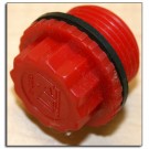 Plastic 3/4-inch plug with gasket for hydraulic systems, by PJ Trailers MFG Inc., shown in the image.