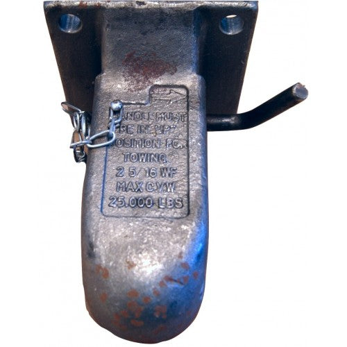 Rigid 2 5/16" flat back trailer coupler by PJ Trailers MFG, Inc. for secure trailer connection, rated 25k weight capacity.