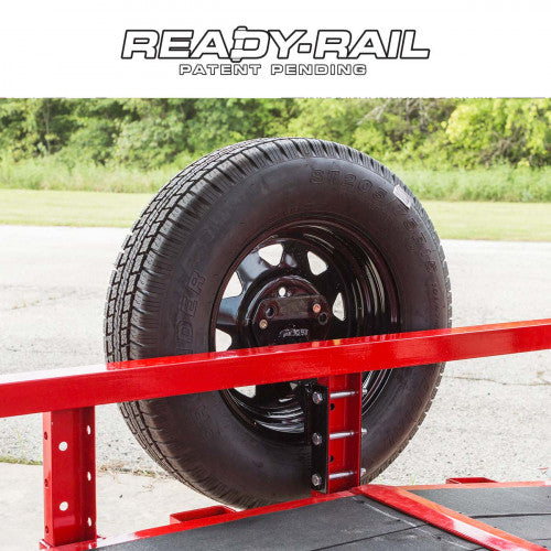 Ready Rail spare tire mount with 1/2 inch studs for wheels and tires by PJ Trailers MFG, Inc., designed for secure attachment.