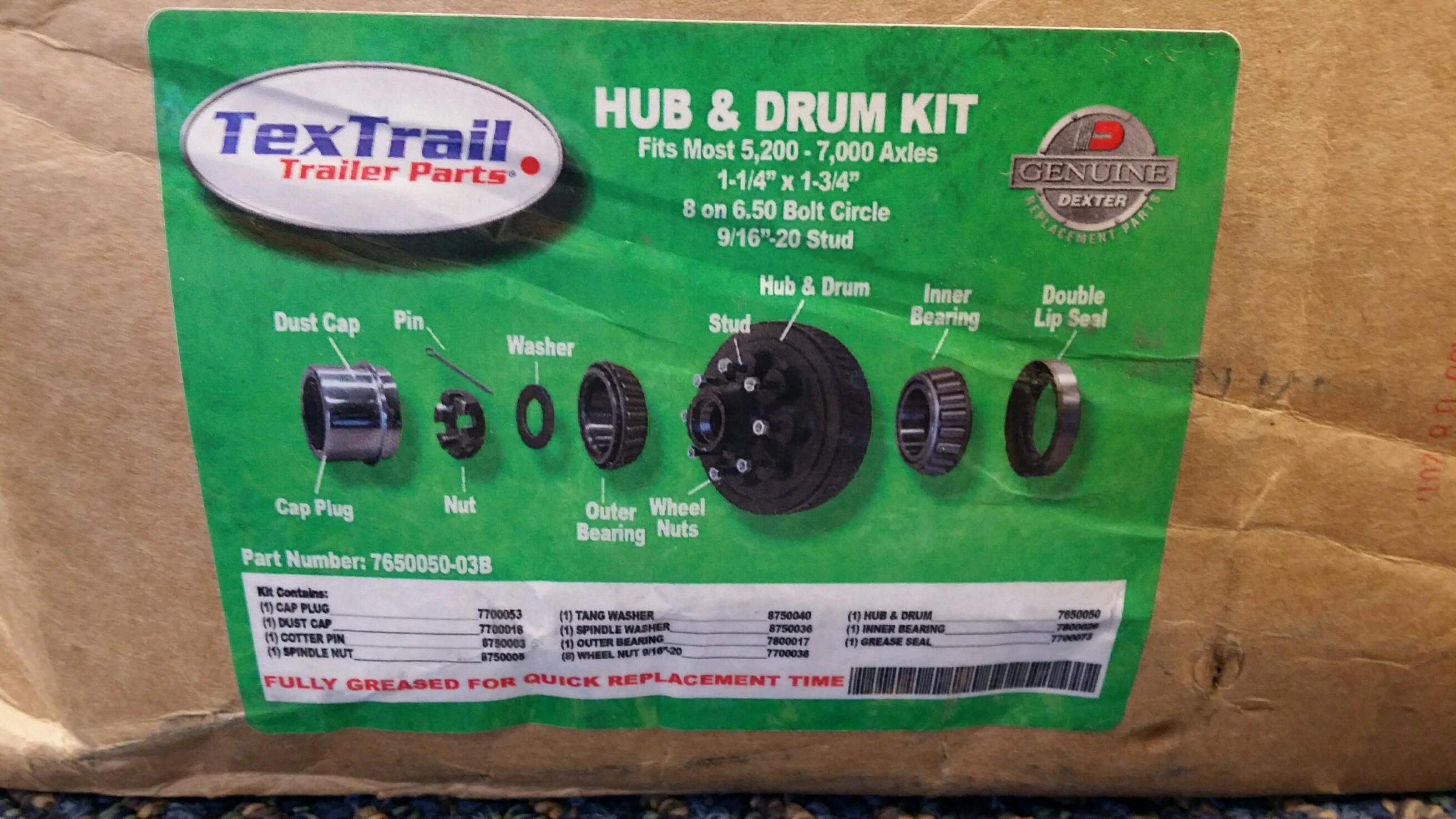 Tex Trail Dexter Kit H-D DX 7K axle components, including complete axle assembly and hardware for heavy-duty truck applications.