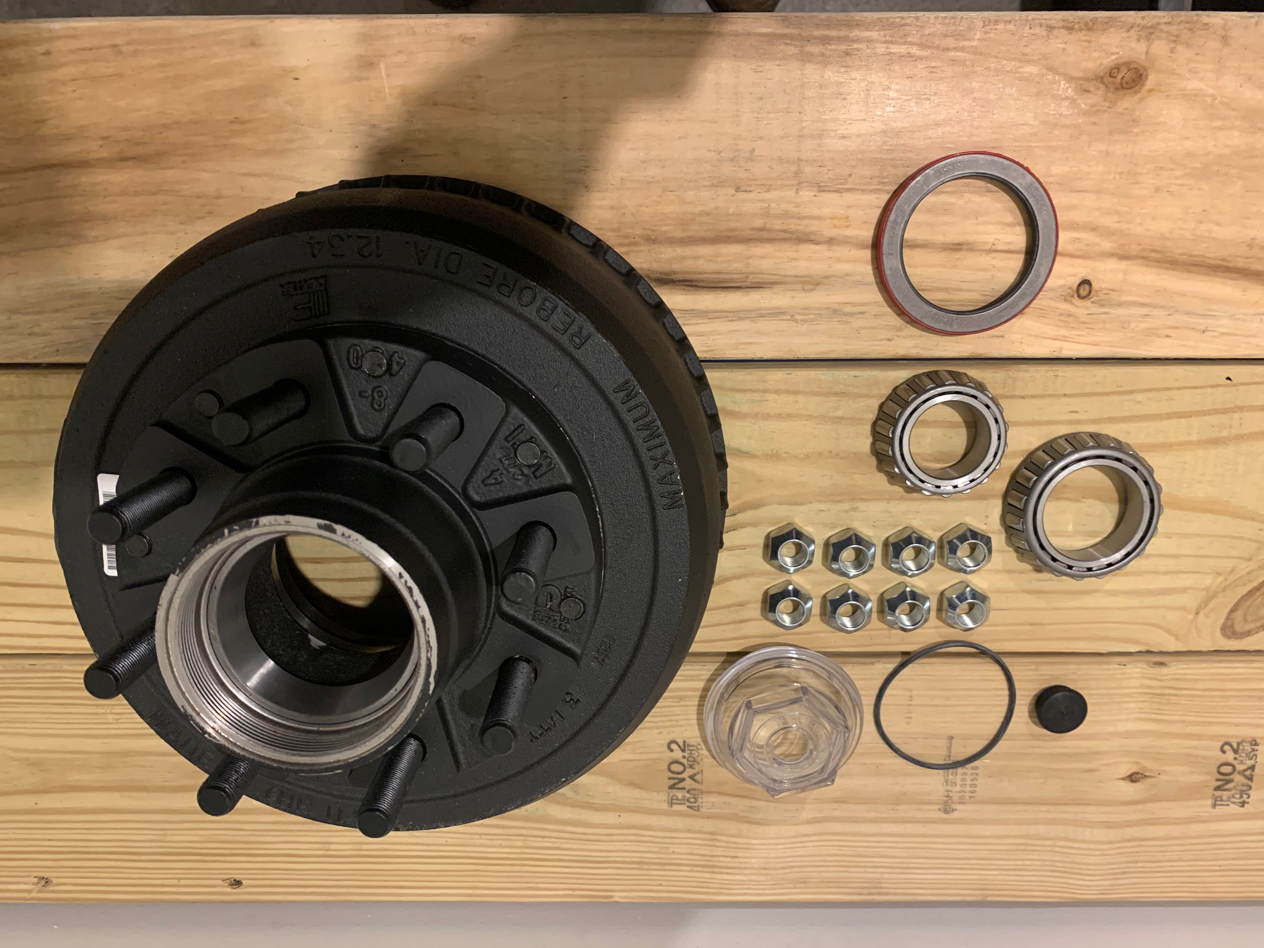 Tex Trail H-D Dexter 9K-10K axle components kit showing assembled axle parts for heavy-duty trailer applications.