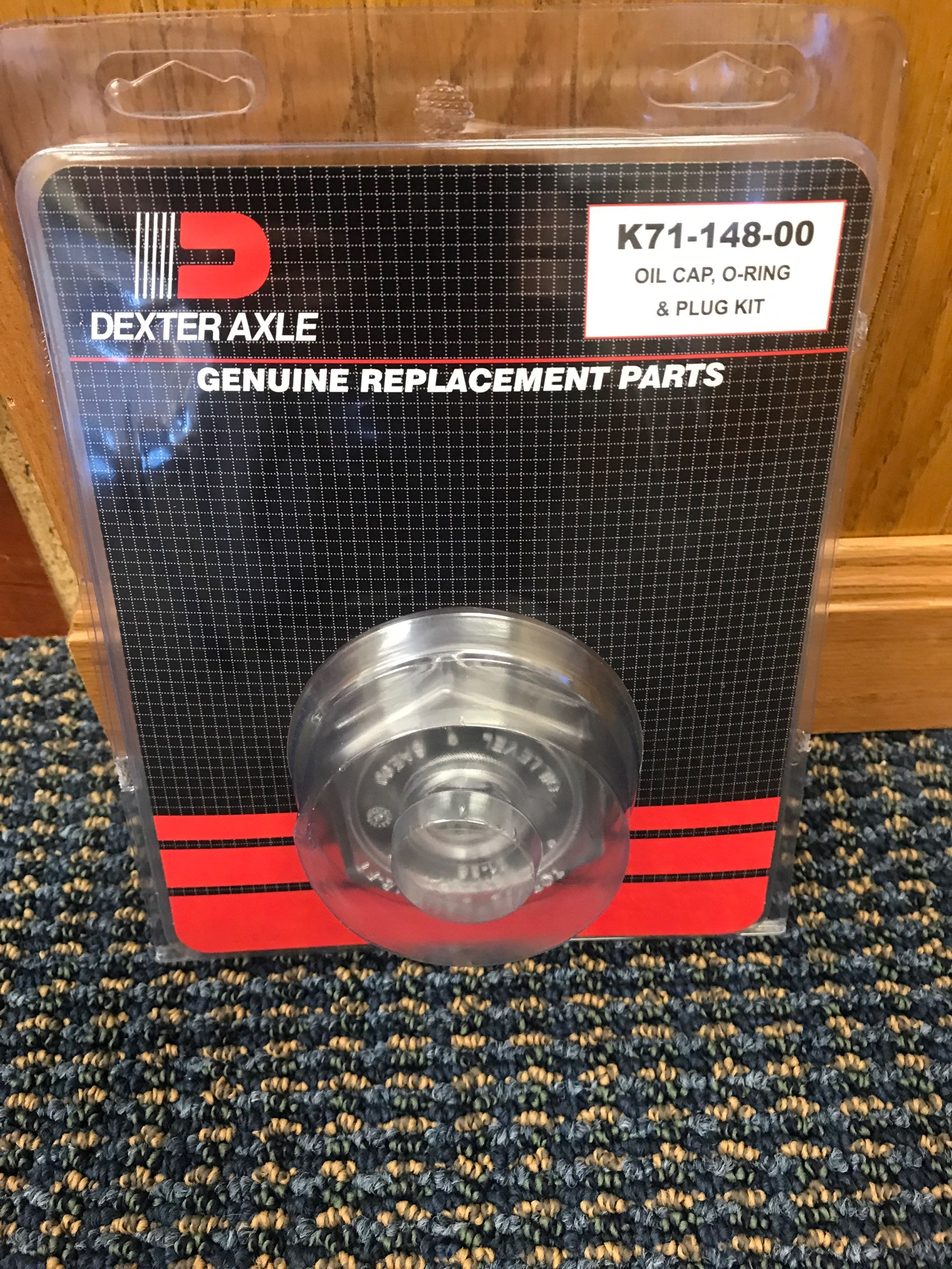 Tex Trail Oil Cap Kit for 9K and 15K axle components, including K71-148-02, in black with metal finish.