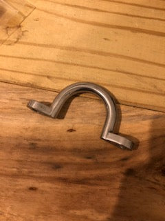 Aluminum ring tie-off for body and frame, 1/2 inch by 2 inches, with a tumbled finish, designed for Tex Trail vehicles.