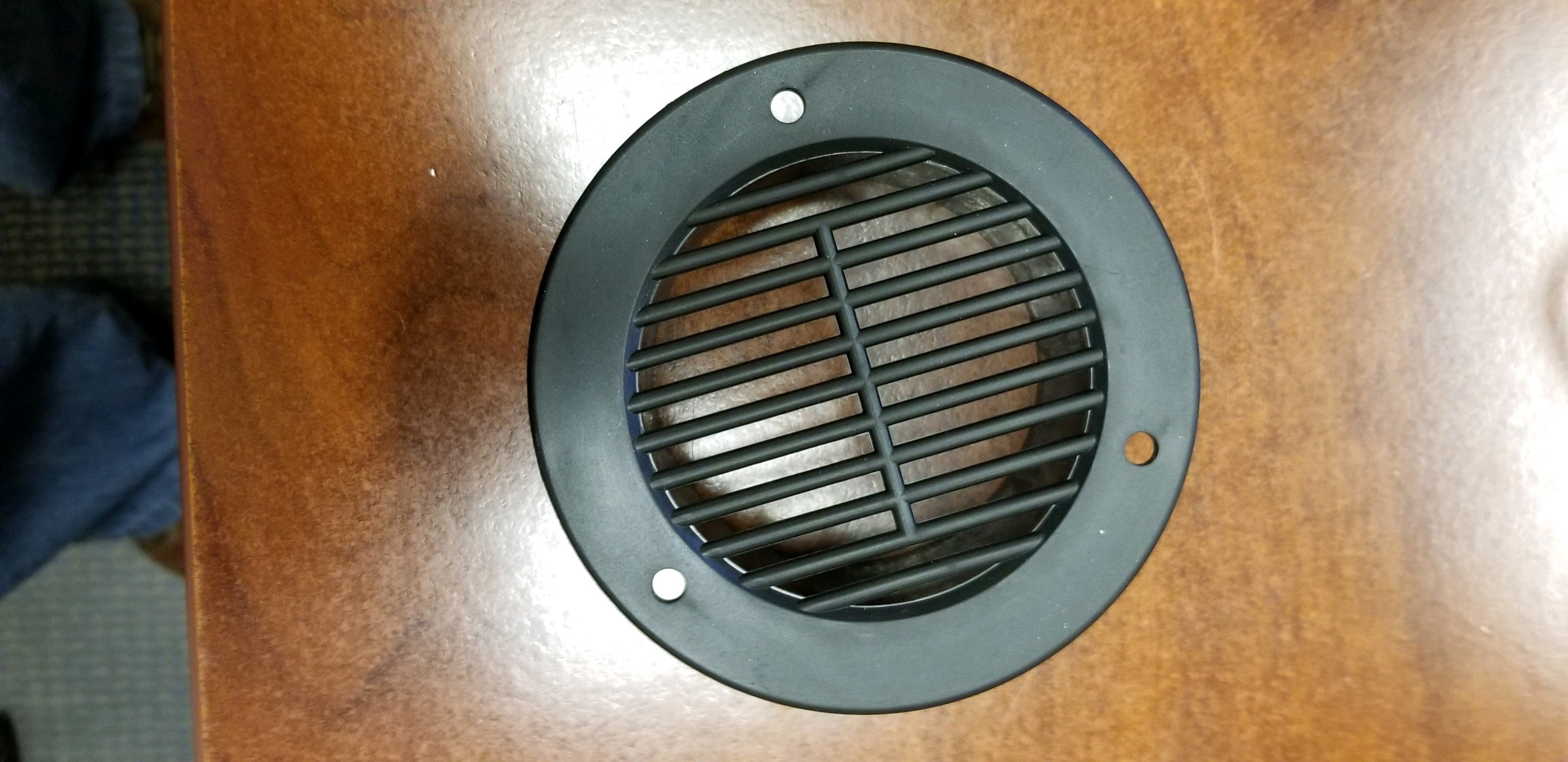 Black round interior vent for body and frame, 4 1/8 inches, by Tex Trail, designed for vehicle interior ventilation.