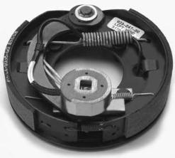 Tex Trail Dexter Electric Brake 2K left 7-inch brake component, showing the black and silver metal parts and mounting holes.