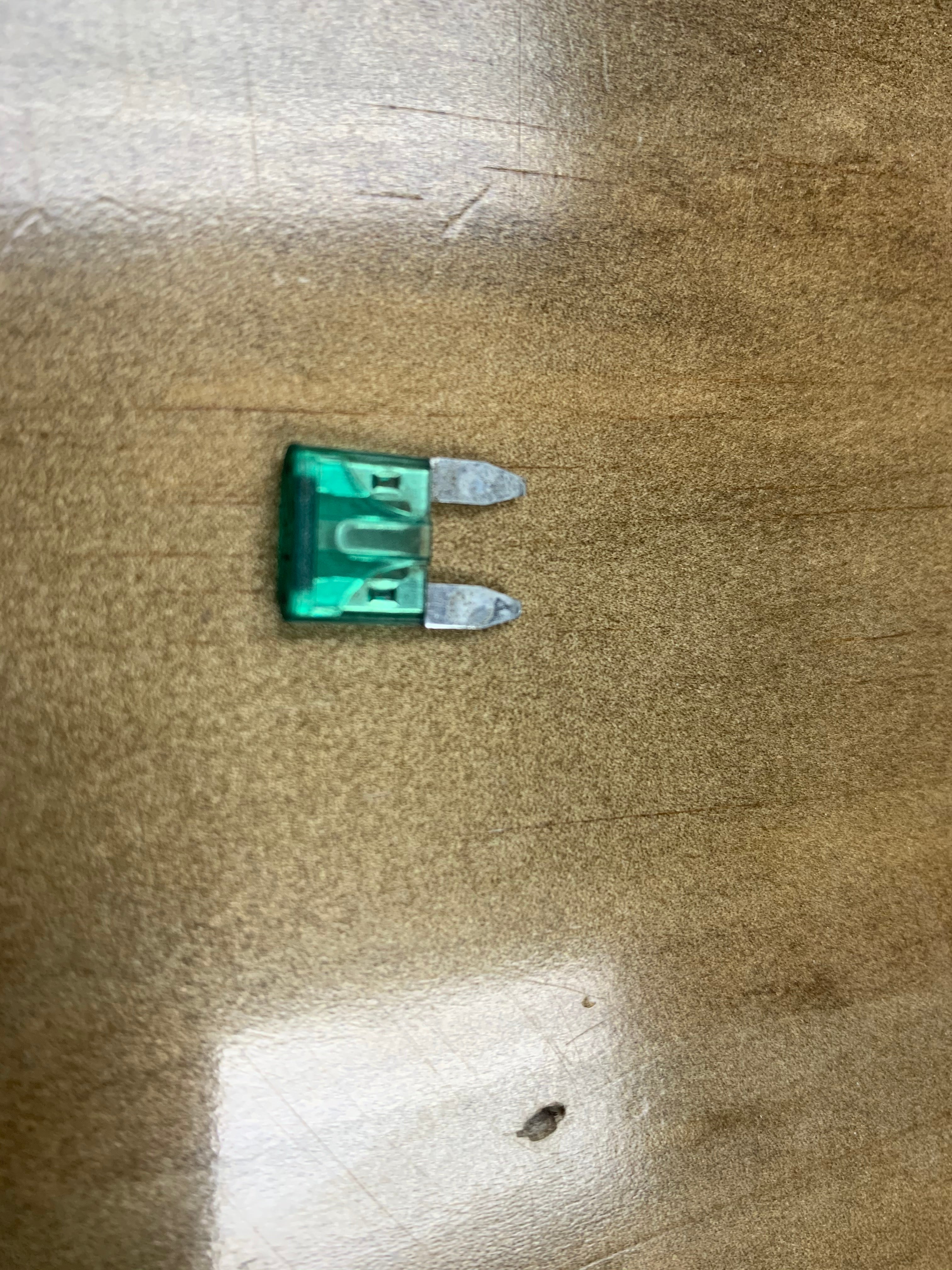 Green Tex Trail FUSE 30 AMP Blade Mini electrical fuse for automotive or lighting applications.