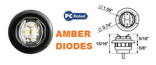 Tex Trail LED clear amber round marker light with 2 diodes and mounting grips, designed for electrical and lighting applications.