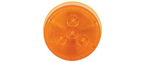 Round 2.5-inch amber LED clearance light by Tex Trail, 3D lens, suitable for electrical and lighting applications.