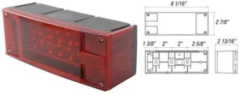 Red LED STT 8.06 rect light by Tex Trail, electrical and lighting product, with 18D lens visible in the image.