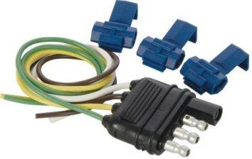 Tex Trail Plug 4 Flat with 12 Lead Trailer End, electrical connector for trailers and lights, black plastic housing.