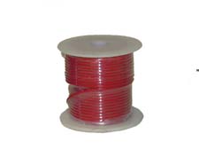 Red 14-gauge electrical wire by Tex Trail, sold per foot, suitable for lighting and electrical projects.