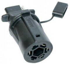 Tex Trail 7-way to flat 4 trailer connector, electrical and lights for towing, shown in close-up image.