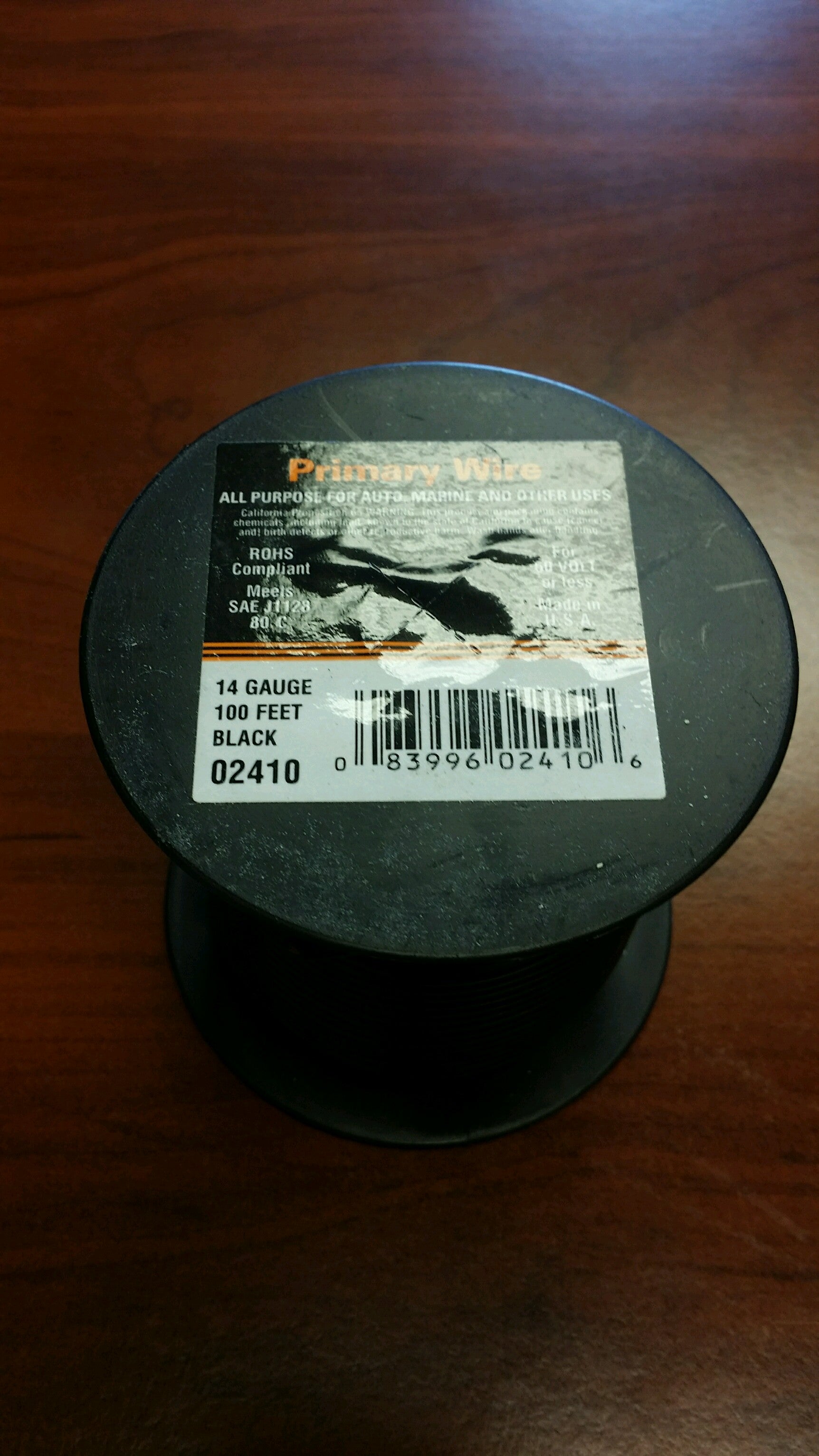 Black Tex Trail 14/1 electrical wire for lighting and electrical projects, sold by the foot in this product image.