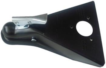 Tex Trail 5K 2-inch ball A-frame black trigger coupler for jacks and trailers, durable metal construction.
