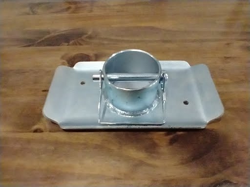 Tex Trail Jackfoot with pin for jacks and couplers, durable metal construction, designed for secure trailer connections.