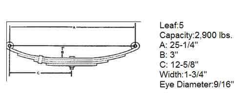 Leaf Spring 2950# 25.25 Long 5Leaf (1 Spring) - 9150018 - Indiana Trailer Sales
