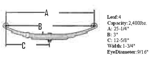 Tex Trail Spring Double Eye Suspension SW4 1.75W with 4 Leaf Springs, durable vehicle suspension component