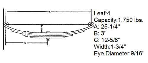 Tex Trail Spring Suspension with double eye design, 1.75W, 4LF, for durable vehicle support and stability.