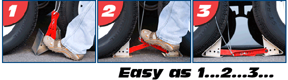Tex Trail Fastway Chock-Wheel One-Step Tandem Wheel Setup towing safety accessory for secure vehicle stabilization