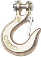 Tex Trail hook forged clevis with latch, 7.8K capacity, 1/4 inch size, and 1/2 inch opening, used for towing safety and accessories.