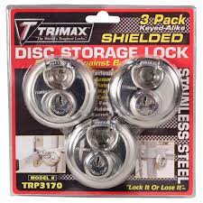 Three Tex Trail TRIMAX LOCK HD padlocks for trailer security, durable steel construction with key access, designed for trailer locking.