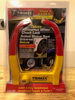 Tex Trail TRIMAX Wheel Chock Lock TCL75 for 12-inch trailer wheels, durable trailer lock and accessory from Tex Trail.